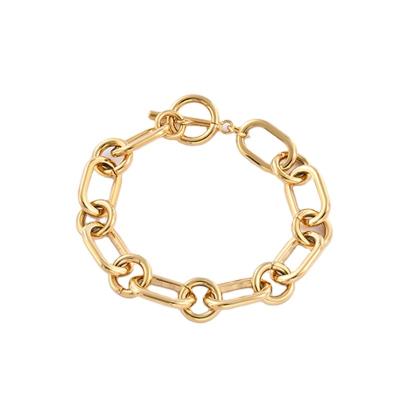 China Hiphop Fashion Jewelry Hip Hop Stainless Steel Gold Plated Link Chain Bracelet Titanium Steel Jewelry For Men for sale