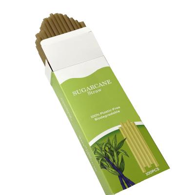 China Bar Accessories Food Grade Compostable Disposable Fiber Sugar Cane Straw Bagasse Coffee Eco Friendly Biodegradable Straw for sale