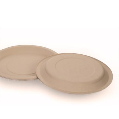 China Custom 6/7/9 Inch Bamboo Fiber Dish Biodegradable Biodegradable Dish Disposable Take Away Food Packaging Paper Plate for sale