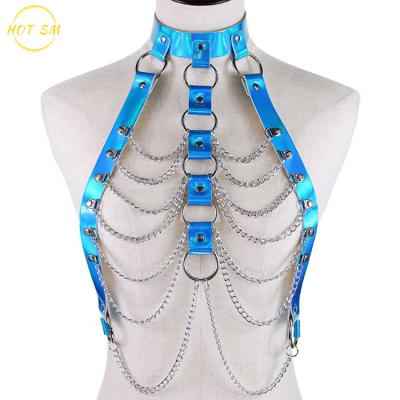 China ALLOY Bra Body Chain Belt Waist Chain Party Harness Punk Leather Black Body Chains Nightclub Belt Chains for Women and Girls Bra for sale