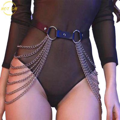 China ALLOY punk leather waist chains rave posed body chain fashion belts body accessories jewelry sexy chain for women and girls body for sale