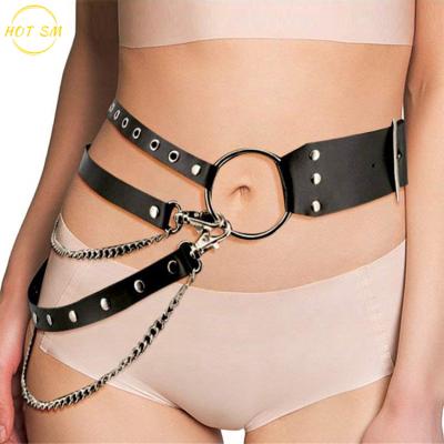 China Women Goth Black Waist Harness Belt - Body Chain Harness Belt - ALLOY Waist Harness Rave Adjustable Body Jewelry for Women and Girls for sale