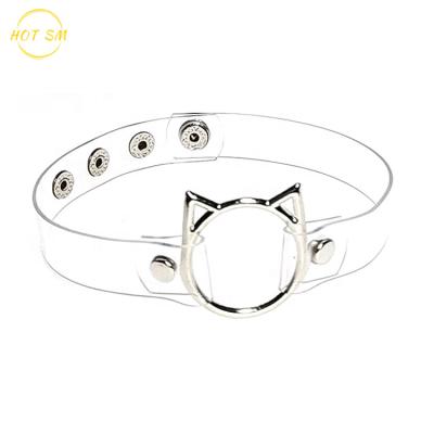 China Cosplay or Role Playing Fashion Jewelry PU Kitty Pu Headscarf Metal Collar Clear PU Leather Necklace Adjustable Headscarf for sale