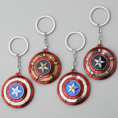 China Metal Toy Avengers Alliance Captain America Iron Man Car Color Metal Alloy Key Chain Creative Rotating Pendant for sale