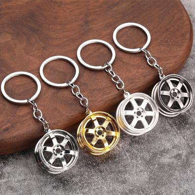 China Factory direct sales gift waist main chain advertising hanging car metal creative wheel stereo metal accessories modification key ring for sale