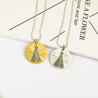 China Christian Jesus Cross Jewelry Pendants Religious Catholic Laser Opens Memorial Badges Our Lady of Brazil Necklaces for sale