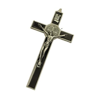 China Zinc Alloy Cross of Christ Jesus Creator Relic Benedictine Church Metal Hand Held Prayer Wall Hanging Catholic Decoration for sale