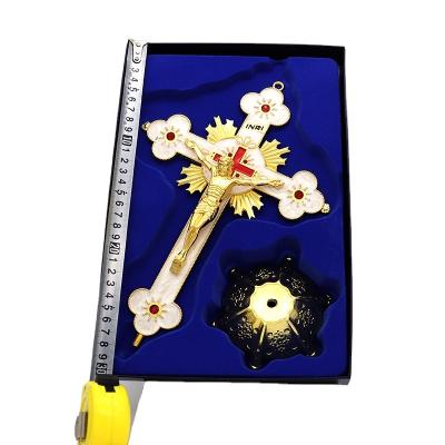 China Color Catholic Holy Micro Craft Enamel Mosaic Prayer Family Europe Things Christ Jesus Cross Jewelry Ornaments for sale