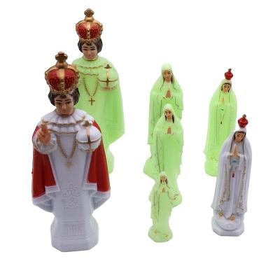 China Europe religious decorative ornaments 17cm Fatina Catholic Christian 17cm rose statue Virgin Fatima apparition luminescent painting for sale