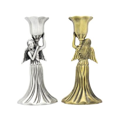 China Exquisite Jesus Relics Family Church Decorations Vintage Religious Candle Holder Christianity Gifts Opens Angel Metal Candle Holder Zinc Alloy for sale