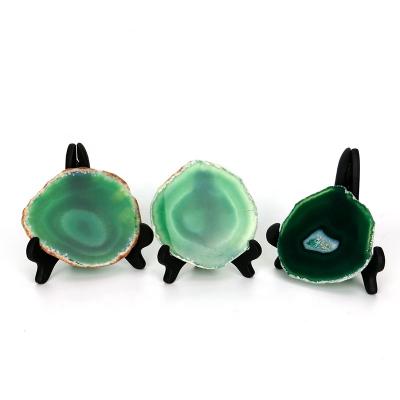 China Drinkable Feng Shui Green Sliced ​​Agate Coaster Coaster Natural Polished Sliced ​​Agate for sale