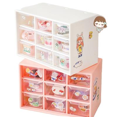 China Jiugongge Stationery Storage Box Modern Net Red Transparent Jewelry Storage INS Desktop Wind Drawer Desk Wind Finishing Box for sale