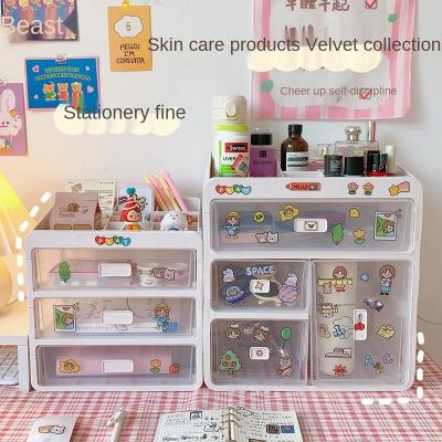 China Modern Large Capacity Cosmetic Type Dormitory Dressing Table Tis Storage Box Lipstick Brush Skin Care Products Drawer Finishing Shelf for sale