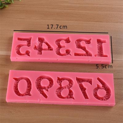 China Sustainable Candle Sugar Craft Tool Chocolate Cake Mold Kitchen DIY Baking Decorating Aomily 3D Wire Number Fondant Silicone Mold 0-9 for sale