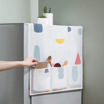 China Stored Hanging Geometric Floral Fridge Cover Waterproof ALQ Dust Cover Home Appliance Towel Bag Fridge Cover Fabric for sale