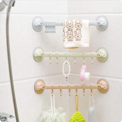 China Sustainable Adjustable Hook Rack Hanging Buries Type Sucker Kitchen Bathroom Hook Rack Double Suction Cup Towel Rack Lock Accessories for sale