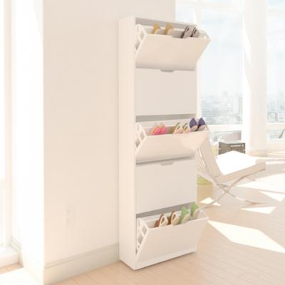 China Row 5 Flip Shoe Cabinet Expandable White Glossy Design by Nordic Modern Scarpiera Girevole for sale