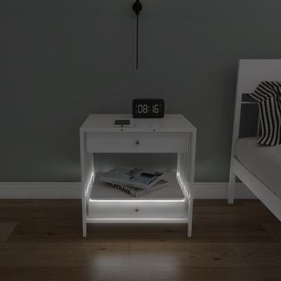 China (Others) Wholesale Adjustable Modern Metal Bedroom Furniture Led Smart Night Light Bedside Table for sale