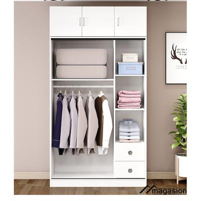 China Foldable Modern Wood Bedroom Furniture Combination Sliding Door Simple Design Portable Wardrobe for sale