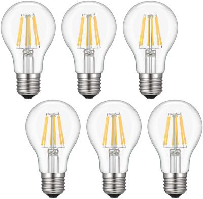 China Warehouse Decorative Clear A60 Wholesale A19 120V 220V 4W 6W 8W Led E27 E26 B22 Led Filament Bulb A60 Edison Filament Bulb for sale