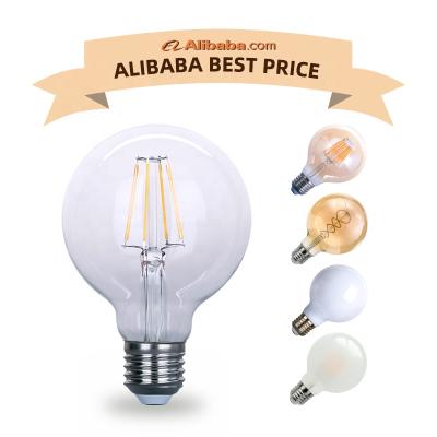 China Theme Park Dimmable Frosted Amber Clear G80 G95 G125 Globe Shape 4W 8W 15Watt E27 Retro Led Decorative Soft Lamp Filament Edison Bulb for sale