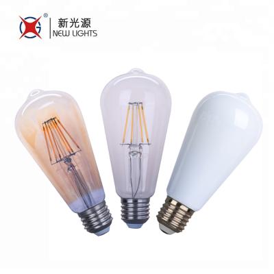 China Vintage INDOOR Edison Bulb 4W Dimmable Amber Glass Flexible Filament ST64 LED ROOM Bulb for sale