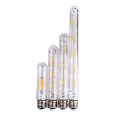 China Dimmable 60w Equivalentretro Amber/Clear Retro Decorative Tubular Bulb E27 T30 T45 T185 225MM 300MM 4W 8W Vintage Led Edison Filament Bulbs for sale