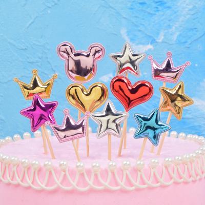 China Hot Sale Eco-Friendly Disposable Bake Cake Insert Decorating Party Supplies Bow Star Happy Birthday Cake Topper for sale