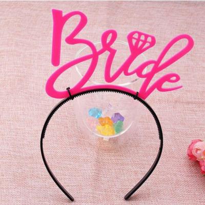 China Environmentally friendly wedding supplies letter pink color bridal tiara crown plastic bride tiara for sale