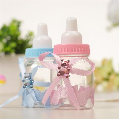 China Creative Transparent Plastic Happy Candy Box Festival Decoration Bottle European Style Baby Shower Baby Candy Box for sale