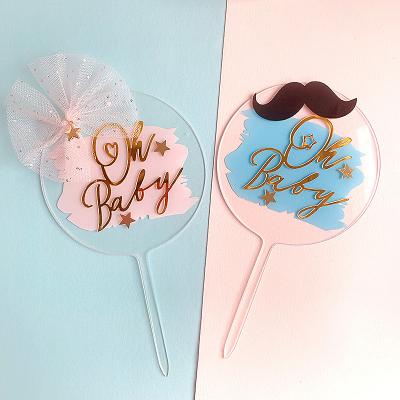 China China disposable eco-friendly supplier oh best price mustache baby acrylic for baby shower cake decoration cake topper for sale