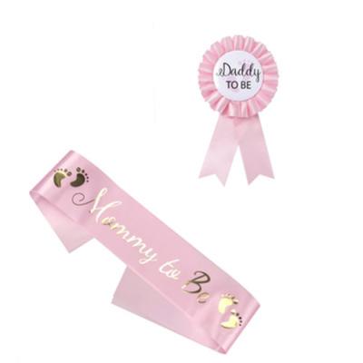 China Eco-Friendly Materials Hot Selling High Quality Pink Mum To Be Sash Baby Shower Party Supplies For Girls for sale