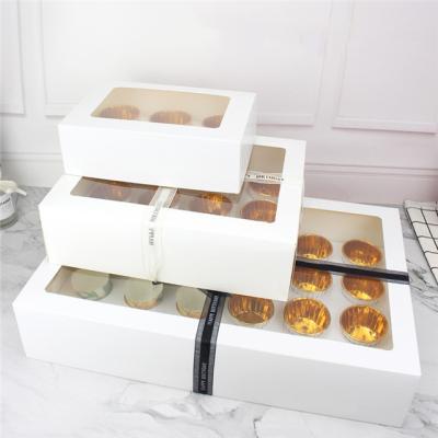 China Hot Selling Reused Mini Muffin Cupcake Kraft Paper Window Cup Cake Packaging Transparent Box Custom Wholesale Materials for sale