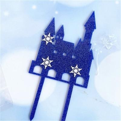 China Festival Stuff Acrylic Christmas Winter Snowflake Castle Cake Decorating Props Supplies for sale