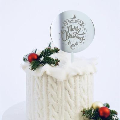 China Happy New Year Disposable Eco-Friendly Christmas Insert Cake Bell Christmas Tree Decoration Acrylic Merry Christmas Cake Topper for sale