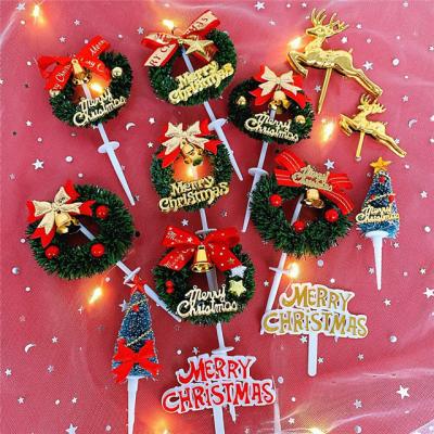 China Festival Stuff Wholesale Merry Christmas Tree Cake Toppers Acrylic Cake Topper Christmas for sale