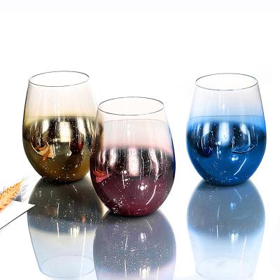 China New classic/postmodern hot sale wedding using blue color plating gold borosilicate red wine glass glass for party for sale