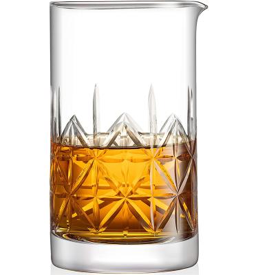 China Hnand Mouth Blown 24oz Crystal Cocktail Stirring Glass Bar Beaker Mixing Glass with Thick Bottom for sale