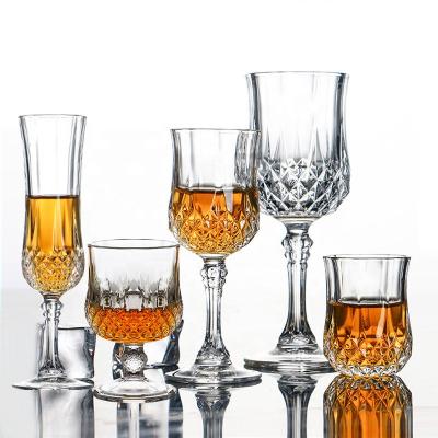 China Arques Vintage European Court Handmade Wine Glass Goblet Fine Brandy Crystal Wine Glasses Arques Clear Thick Low Diamond Glass Goblet for sale