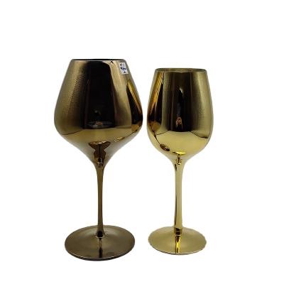 China New classic/postmodern nice gold plated champagne flute martini glass stem/wine glassware gold-plating for sale