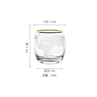 China Viable Whiskey Glass Personalized Crystal Whiskey Whiskey Glass Cup Handmade Clear With Map Decals for sale