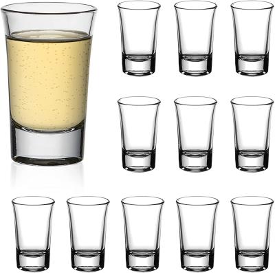 China Sustainable Tequila Vodka Glass Liquor Cups Clear Heavy Base Shot Glass Set For Spirits Liquor Drinks for sale