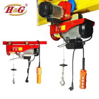 China Hotels PA 1000kg Mini Electric Wire Hoist With Remote Control Trolley Cable Hoist for sale