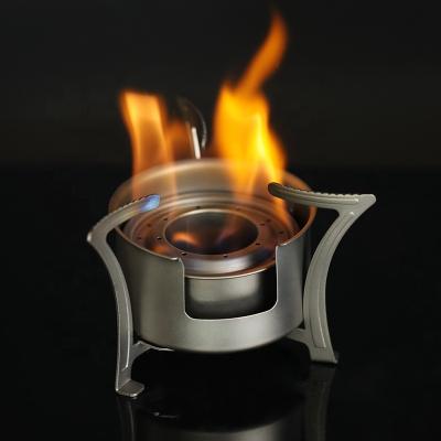 China Lightweight Titanium BBQ Stove Lightweight Pocket Folding Wood Stove with Mini Alcohol Stove for Outdoor Camping Cooking Picnic for sale