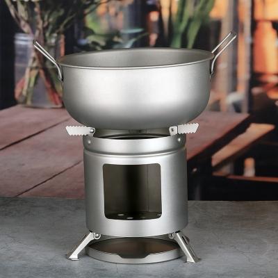 China Firewoods Lightweight Portable Wood Oven Stove Outdoor Cooking Burner Stainless Steel Picnic Camping Wood Light Stove for sale