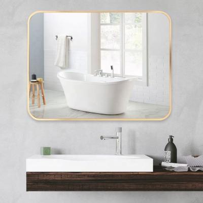 China Double Arm Extend Wholesale Luxury Custom Rectangle Vanity Glass Bathroom Mirror With Metal Frame for sale