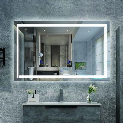 China Hot Seller Luxury Rectangle Hotel Bathroom Mirror LED Lighted Bathroom Mirror for sale