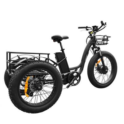 China 750w aluminum alloy 24inch electric tricycle e bike pedal assist three wheels electric cargo tricycle with basket for sale