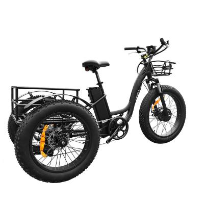 China Front Aluminum Alloy Motor Cargo Bicycle 48V Japanese Electric Fat Tire Three Wheel Electric Tricycle 500W 750W For Elder for sale