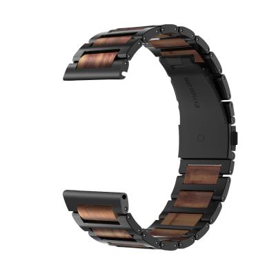 China KeepWin China Factory Stainless Steel Metal Strap Bracelet Wristband Solid Wood Watch Band For Samsung Apple for sale